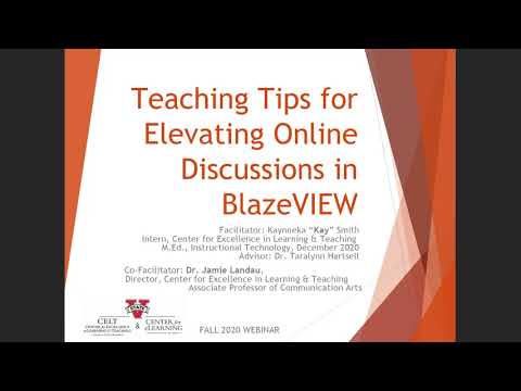 Webinar Teaching Tips For Elevating Online Discussions In Blazeview