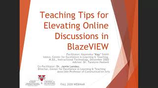 Webinar: Teaching Tips for Elevating Online Discussions in BlazeVIEW