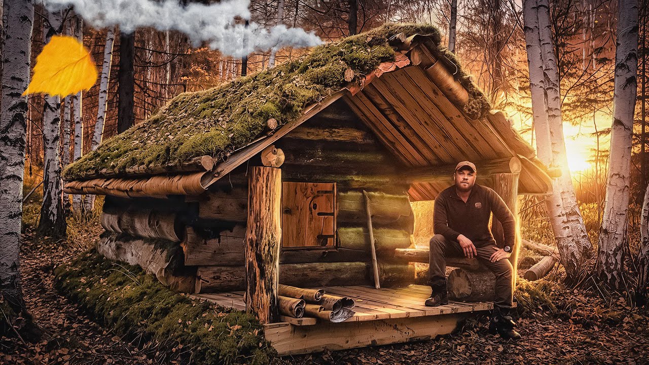 ПОСТРОИЛ ИЗБУ В ЛЕСУ И ЗАНОЧЕВАЛ В НЕЙ | ГЛУХАРИНАЯ ИЗБА СВОИМИ РУКАМИ от А до