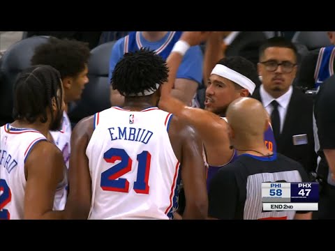 Devin Booker sick of Joel Embiid foul baiting and has words for him 😂