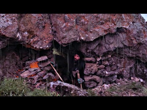 Caught in a severe storm and lightning.Building a safe shelter.Angry clouds. ⛈️Camping😲 for survival