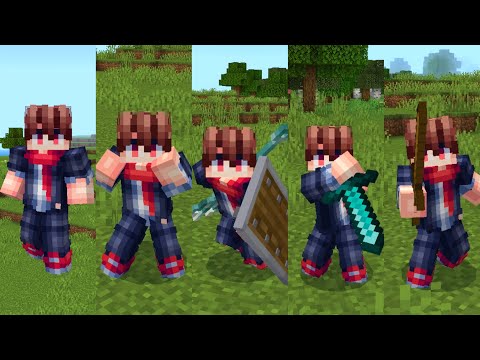 แอดออนเปลี่ยนอนิเมชั่นแบบใหม่ ท่าทางสมจริงมาก!! New Player Animation Addon Minecraft Bedrock