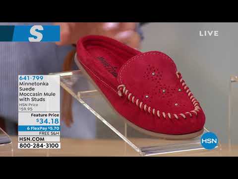 Minnetonka Suede Moccasin Mule with Studs