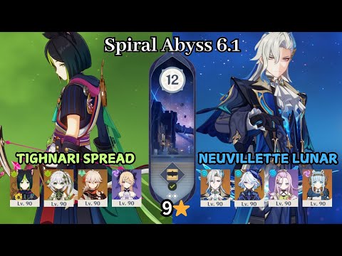C1 Tighnari Spread & C0 Neuvillette Lunar-Charged | Spiral Abyss 6.1 Luna II | Full Star Clear