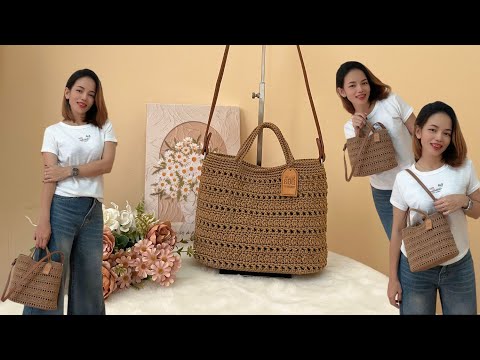 EP.152 กระเป๋าเชือกร่มลายเกล็ดจระเข้ ใช้เชือกร่ม 250 กรัมแบบไม่มีดิ้น