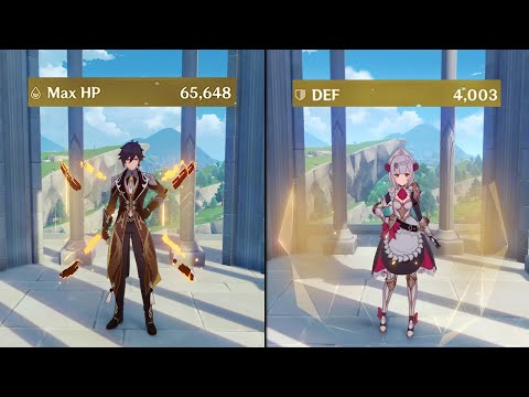 65K HP Zhongli Shield vs Noelle Shield 4K DEF Shield Strength Comparison - Genshin Impact