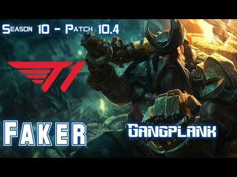 T1 Faker GANGPLANK vs QIYANA Mid - Patch 10.4 KR Ranked