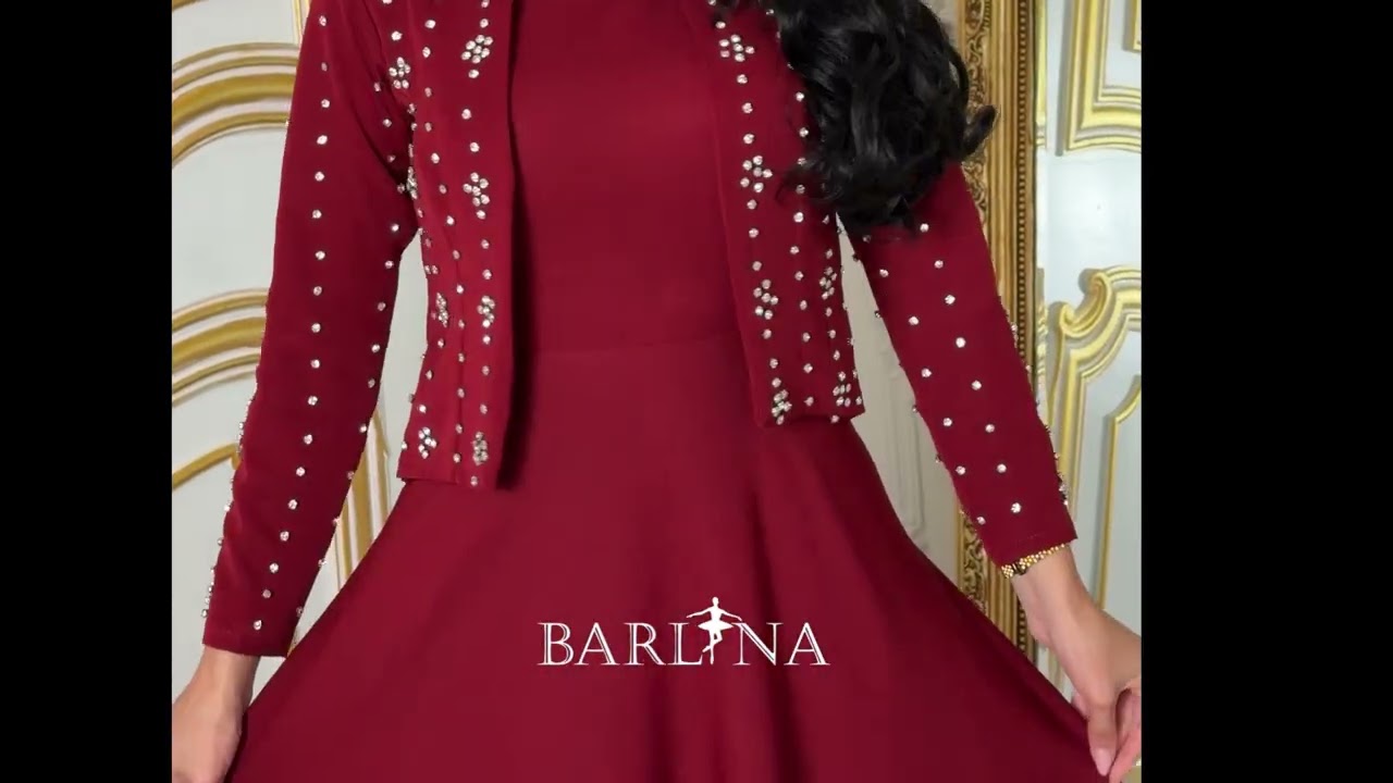 Elegant dress with a crystal-embellished jacket - Tiffany - XL