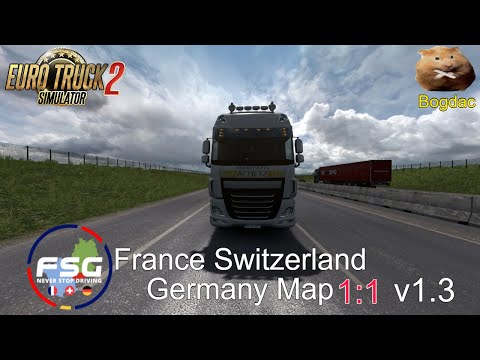 ETS2 1.39  France Switzerland Germany Map 1:1 v1.3