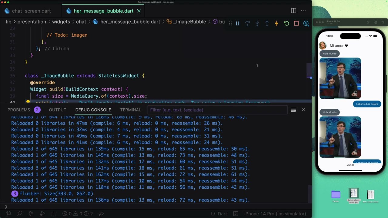 [S5/L06] Flutter Móvil: De cero a experto 2023 - Mensajes de ella | Burbuja de chat