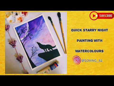 How to paint the starry nights with watercolours | step by step | Easy tutorial for beginners.