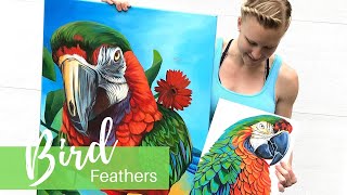How to Paint Bird Feathers | Macaw Parrot | Art Therapy