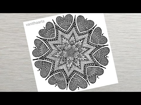 How to draw Geometric Mandala Art for Beginner Step by Step Tutorial triquetra design vanithaarts