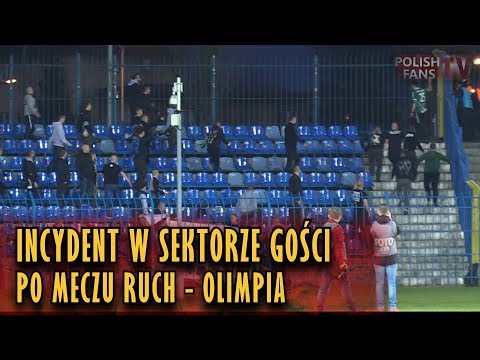 Incydent w sektorze gości po meczu Ruch Chorzów - Olimpia Grudziądz (07.04.2018 r.)