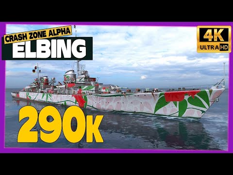 Destroyer Elbing on map Crash Zone Alpha, 290k damage - World of Warships