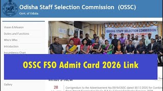 OSSC FSO Admit Card 2026 Link, Check Food Safety Officer Exam Date @ www.ossc.gov.in
