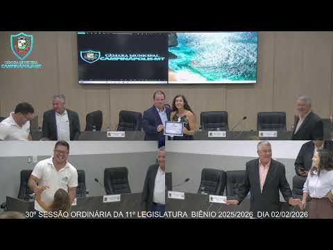 30º SESSÃO ORDINÁRIA DA 11º LEGISLATURA  BIÊNIO 2025/2026  DIA 02/02/2026
