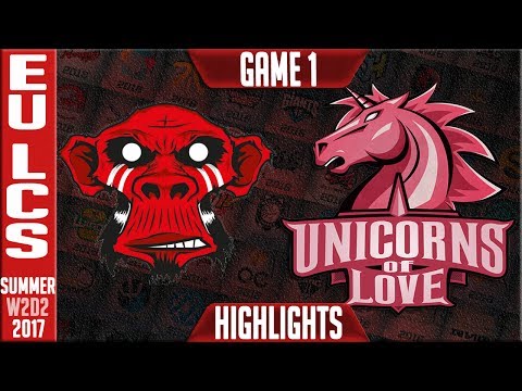 MM vs UOL Game 1 Highlights | EU LCS W2D2 Summer Split 2017 | Mysterious Monkeys vs Unicorns of Love