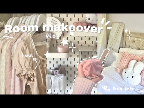 Aesthetic pinterest inspired room makeover 🛒🤍 ikea trip, haul, pegboard decorating