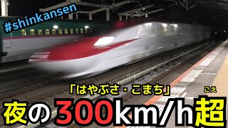 【夜の300キロ超高速通過】夜の「はやぶさ・こまち」300km/h超高速通過シーン　「やまびこ」との速度差30キロ以上！（※一部速度付き） #shinkansen