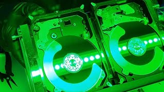 A complete #cleanroom head replacement on a modern #seagate using green wavelengths! (HD)