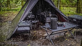 【豪雨】土砂降り4Kキャンプ、夕立を見事に喰らいましたw夏の行事ほとんど体験しましたw無骨キャンプギアで暑さ対策して焚き火と夏祭り飯【ブラックキャンプ】ワンポールテント、アルミコンテナカスタム