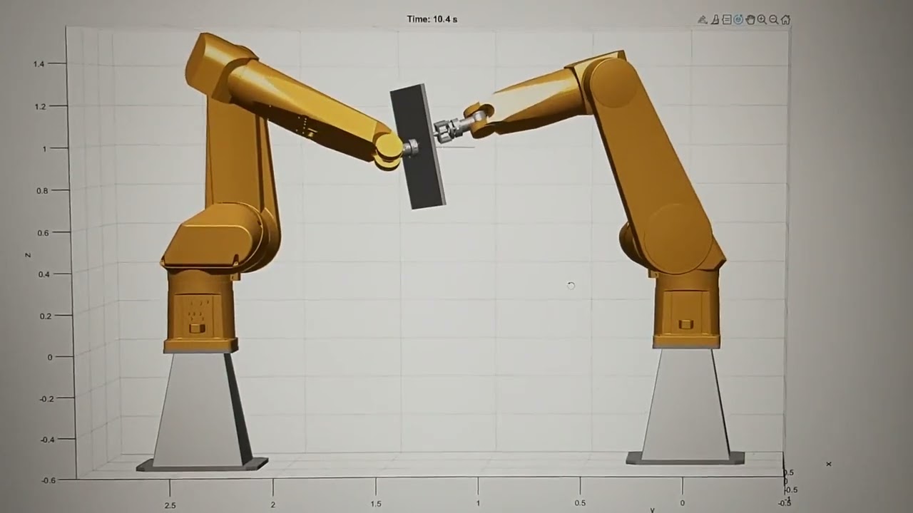 Robot compliance control simulation adjusting to surface tilt