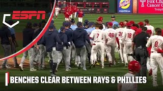Rays pitcher Edwin Uceta ejected after benches-clearing scuffle with Phillies | ESPN MLB