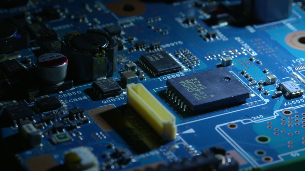 Elements of a blue Circuit Board