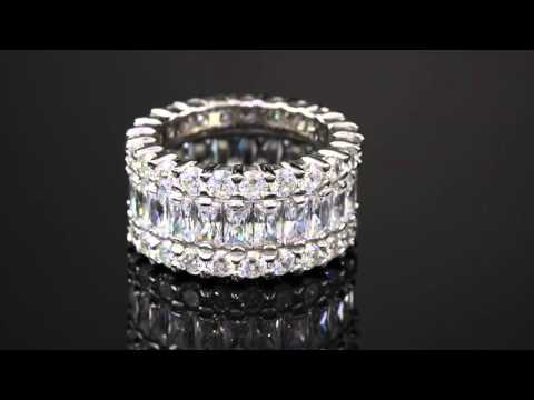 12.42 TCW Baguette-Cut Cubic Zirconia Eternity Ring In Platinum Over Sterling Silver