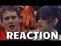 WEDNESDAY Cast React To The Shocking Scene Where Thing Is Stabbed With Jenna Ortega | Netflix