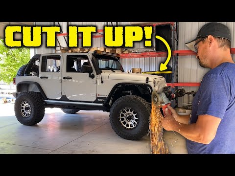 CUTTING APART OUR FIRST JEEP JK - Frame Chop Bumper Install!