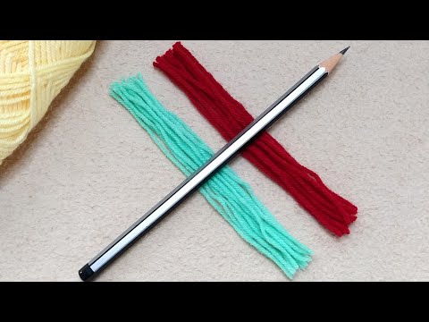 2 Superb Woolen Yarn Flower making ideas with Pencil | Amazing Hand Embroidery Flower design Trick