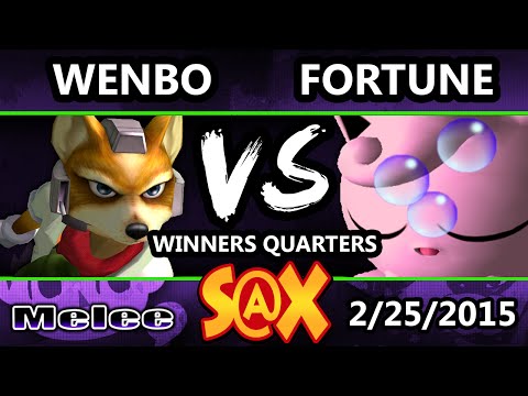 S@X - Fortune (Jigglypuff, Fox) Vs. Wenbobular (Fox, Luigi) SSBM Winners Quarters - Melee