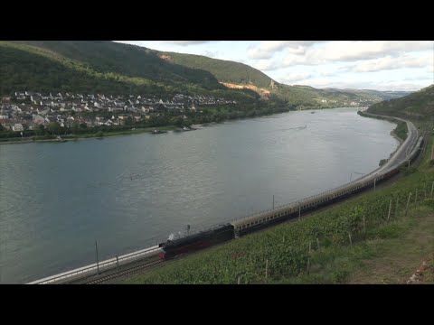 Mit dem Dampfschnellzug nach Rüdesheim! 01 1104 im malerischen Rheintal