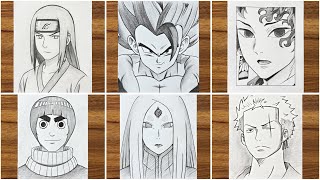 6 Easy anime character drawing || How to draw anime step by step || Easy anime drawing tutorial