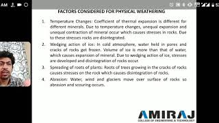 3130606 | Geotechnical Engineering | Lecture : 02 | Geological Cycle Physical Weathering