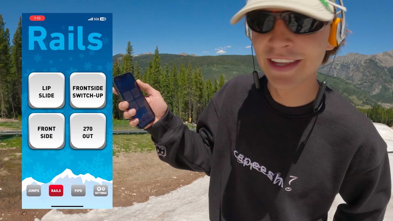 Skiers playing Ski Dice at Woodward