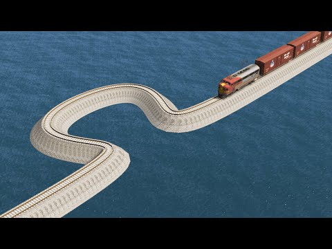 Impossible Weird C Shape Rail Tracks Vs Trains - BeamNG.Drive