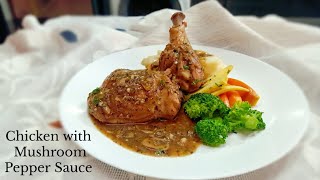 Chicken with Mushroom Pepper Sauce Recipe | Restaurant style Chicken Main Course | Continental Food