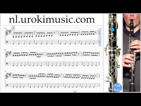 Klarinet Leren Spelen Pulcino Pio El Pollito Pio Klarinetles Deel#1 Studie Klasse Muzieknoten