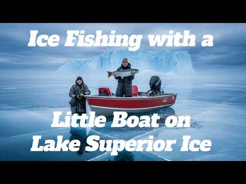 Taking a Tiny Boat to Reach Lake Superior Ice to Catch Lake Trout!
