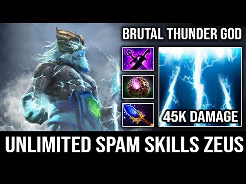 Brutal Thunder God Unlimited Skills Spam with Aghanim + Octarine Zeus 45K Damage Dota 2