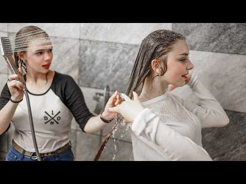 WETLOOK BY THE POOL: BEAUTIES IN CLOTHES JUMP INTO THE POOL, HAVE FUN! [WETLOOKER ID: mg-131-group]