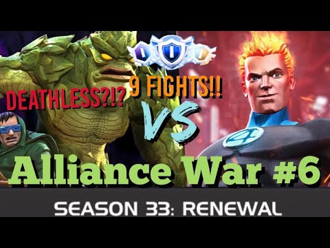 MCOC - Alliance War - Season 33 - War #6 - 9 FIGHTS!! - Mole Man VS Torch (EMP Mod) - Deathless?!?