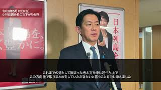 安定的な皇位継承に関する全体会議を終えて 小林鷹之政調会長 ぶら下がり会見(2026.5.15)