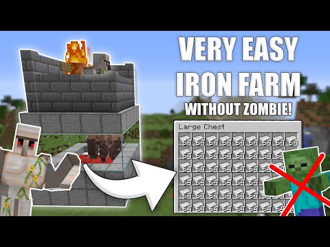 Minecraft Easy IRON FARM Without a Zombie - Tutorial 1.19+