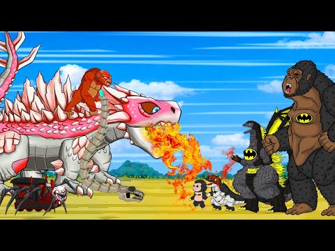 EVOLUTION of GODZILLA vs KING KONG : Team Skeleton bones, Baby Monkey Classic Cartoon Compilation!