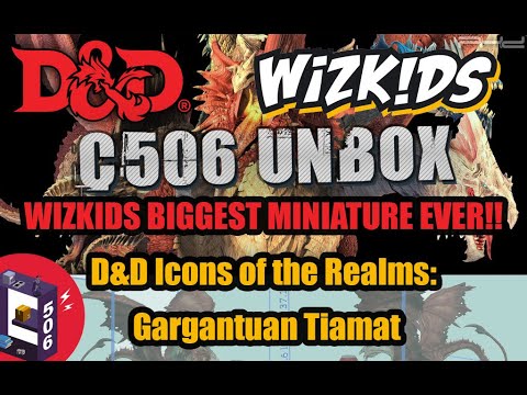 Unbox Review 4k Eng/Spa Gargantuan Tiamat Wizkids Miniature Statue DND Icons of the realms