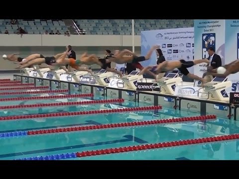 Luke Percy wins 50m freestyle - 4th FINA World Junior Swimming, Dubai 2013